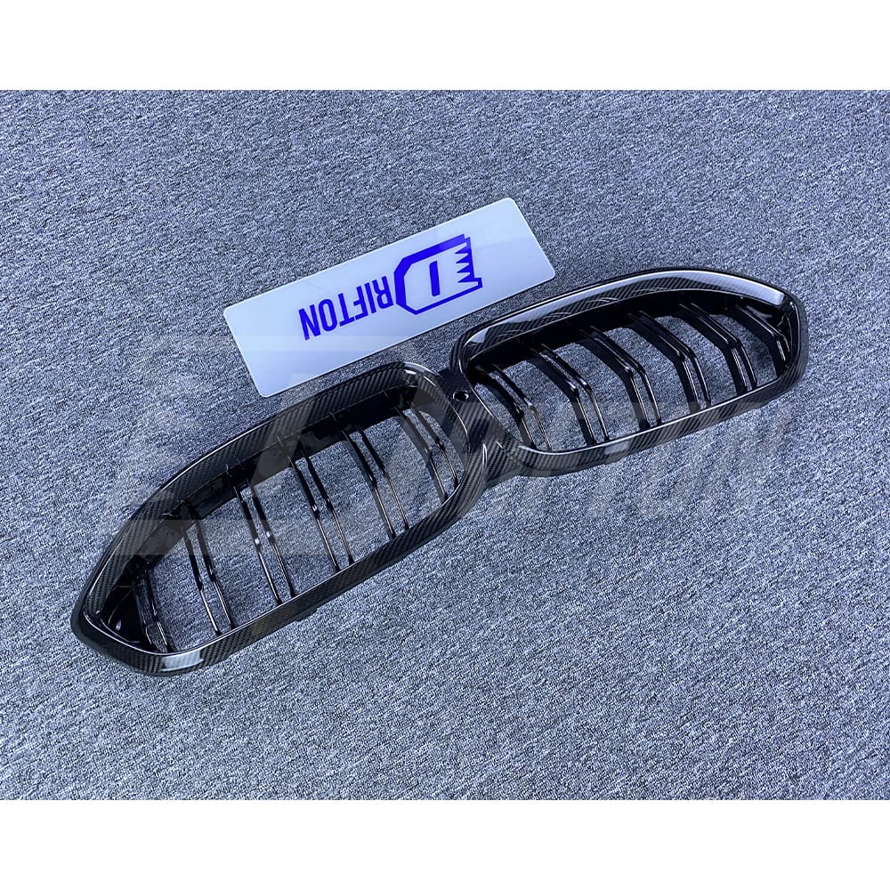 Double Slat Style Dry Carbon Fiber Front Grille For BMW M8 F90 F91 F92 F93 2020-2024