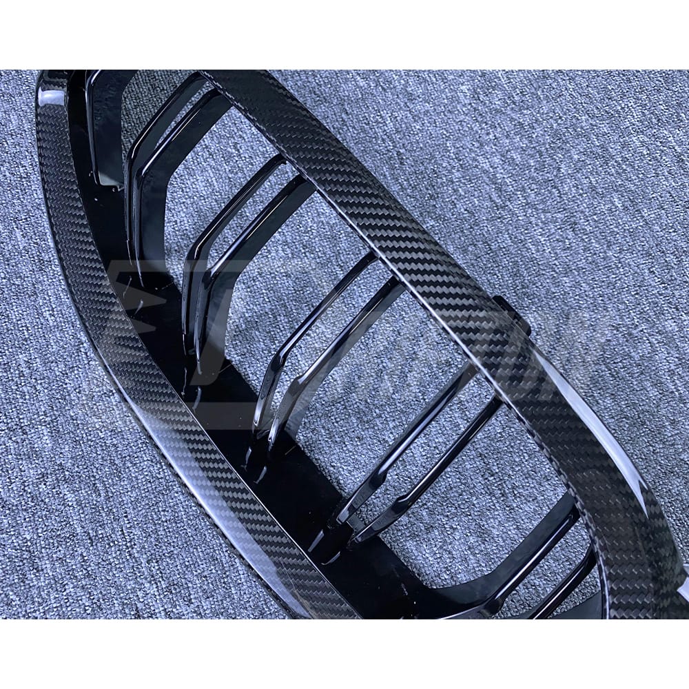 Double Slat Style Dry Carbon Fiber Front Grille For BMW M8 F90 F91 F92 F93 2020-2024