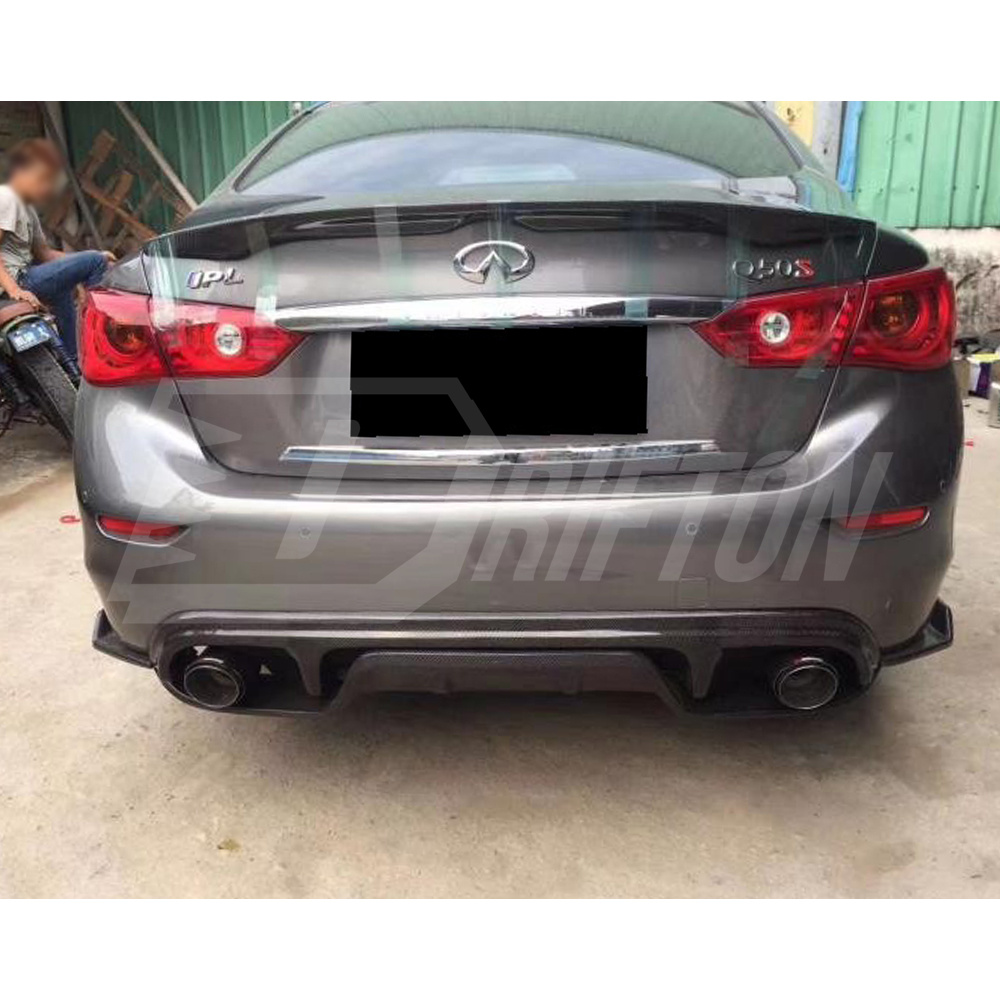 Honeycomb Weave Carbon Fiber Rear Bumper Side Splitter For INFINITI Q50 2013-2024