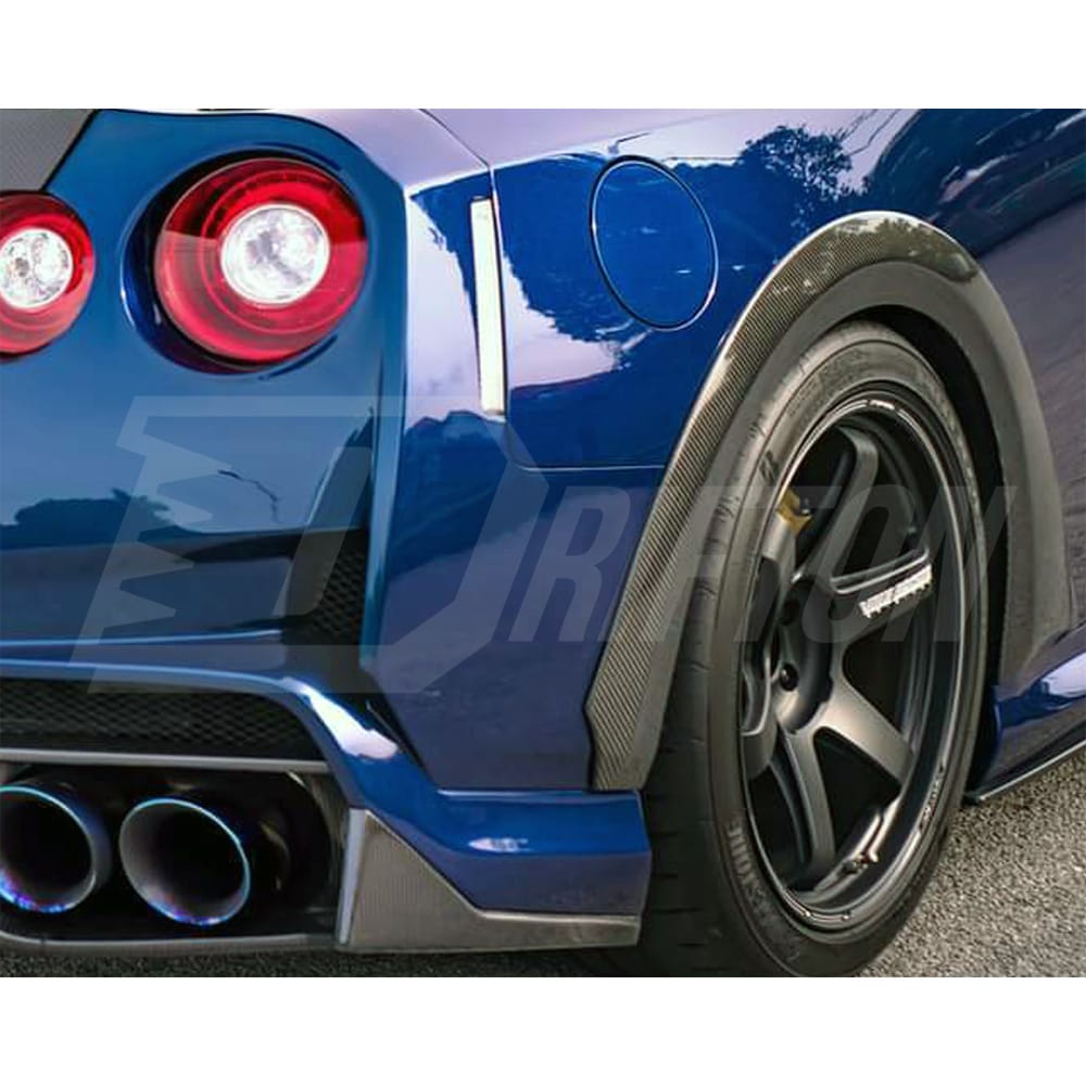 Varis MY19 Style Carbon Fiber Rear Fender Trim Wheels Flare For Nissan R35 GTR 2017-2019