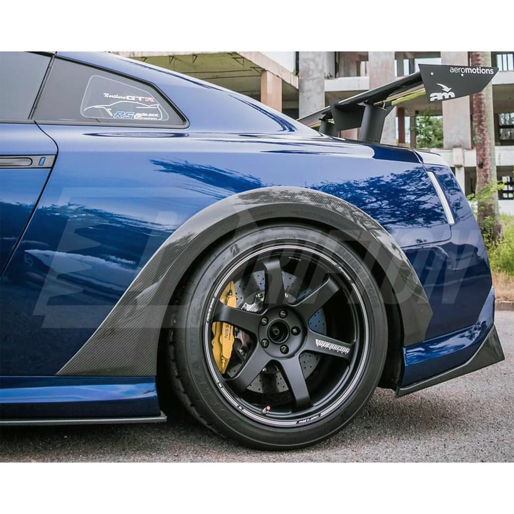 Varis MY19 Style Carbon Fiber Rear Fender Trim Wheels Flare For Nissan R35 GTR 2017-2019