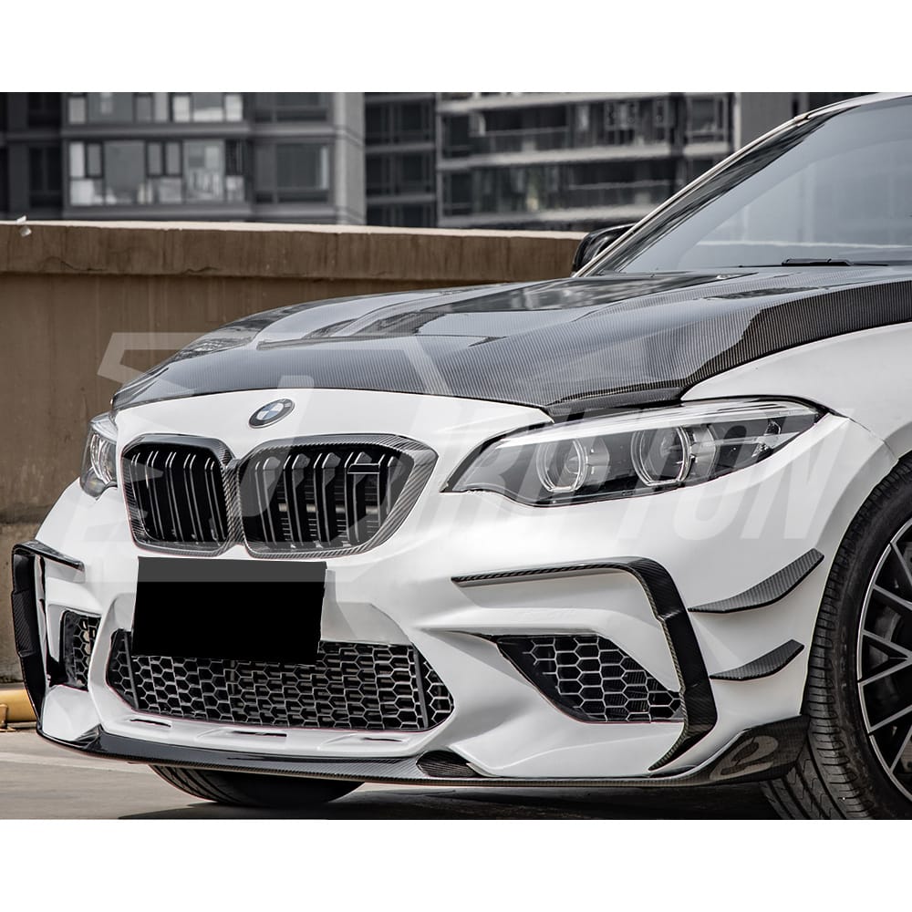 SQ Style Dry Carbon Fiber Front Bumper Canards For BMW M2 M2C F87 2016-2019