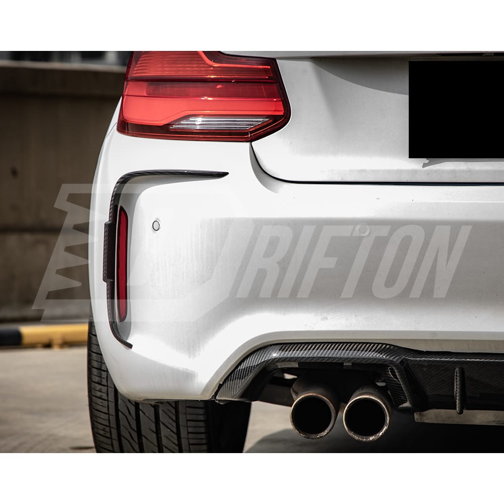 SQ Style Dry Carbon Fiber Rear Bumper Side Vents Trim For BMW M2 M2C F87 2016-2019