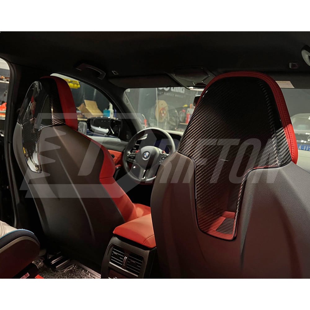 Dry Carbon Fiber Seat Back Headrest Trim For BMW F97 X3M F89 X4M LCI 2019-2024