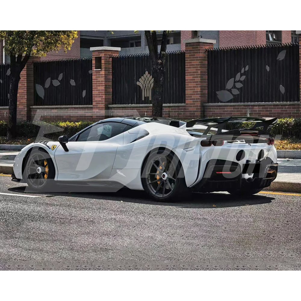 XX Style Dry Carbon Fiber GT Wing Rear Spoiler With Base Lid For Ferrari SF90