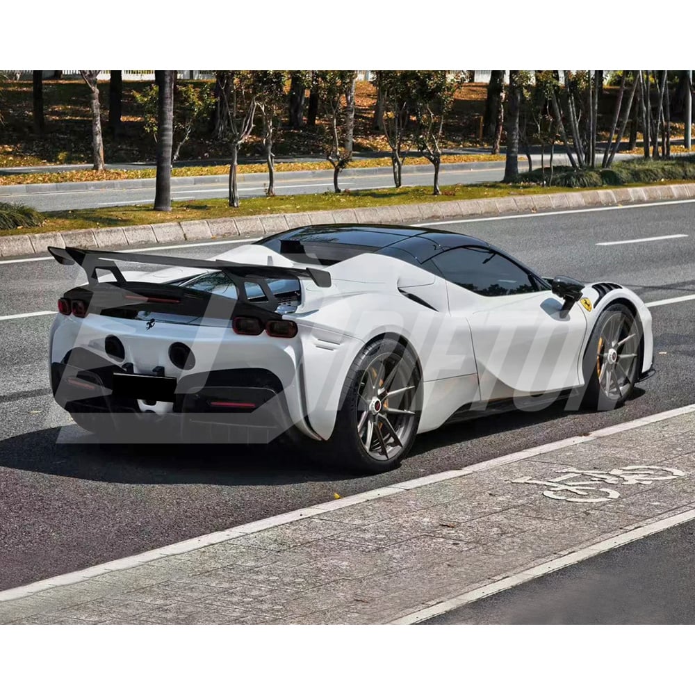 XX Style Dry Carbon Fiber GT Wing Rear Spoiler With Base Lid For Ferrari SF90