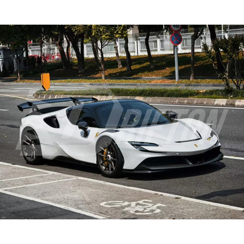 XX Style Dry Carbon Fiber GT Wing Rear Spoiler With Base Lid For Ferrari SF90