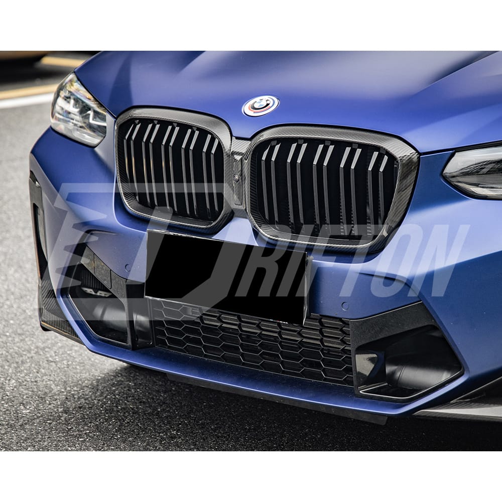 Dry Carbon Fiber Front Bumper Grille For BMW X3 G01 G08 X4 G02 LCI 2022-2024