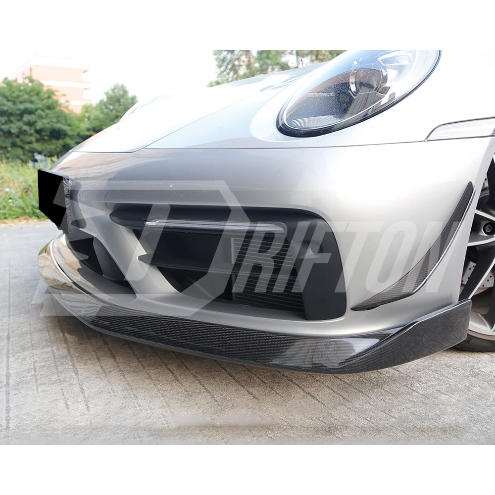 MIW Style Dry Carbon Fiber Front Bumper Canards For Porsche 911 992 Carrera S 2019-2023