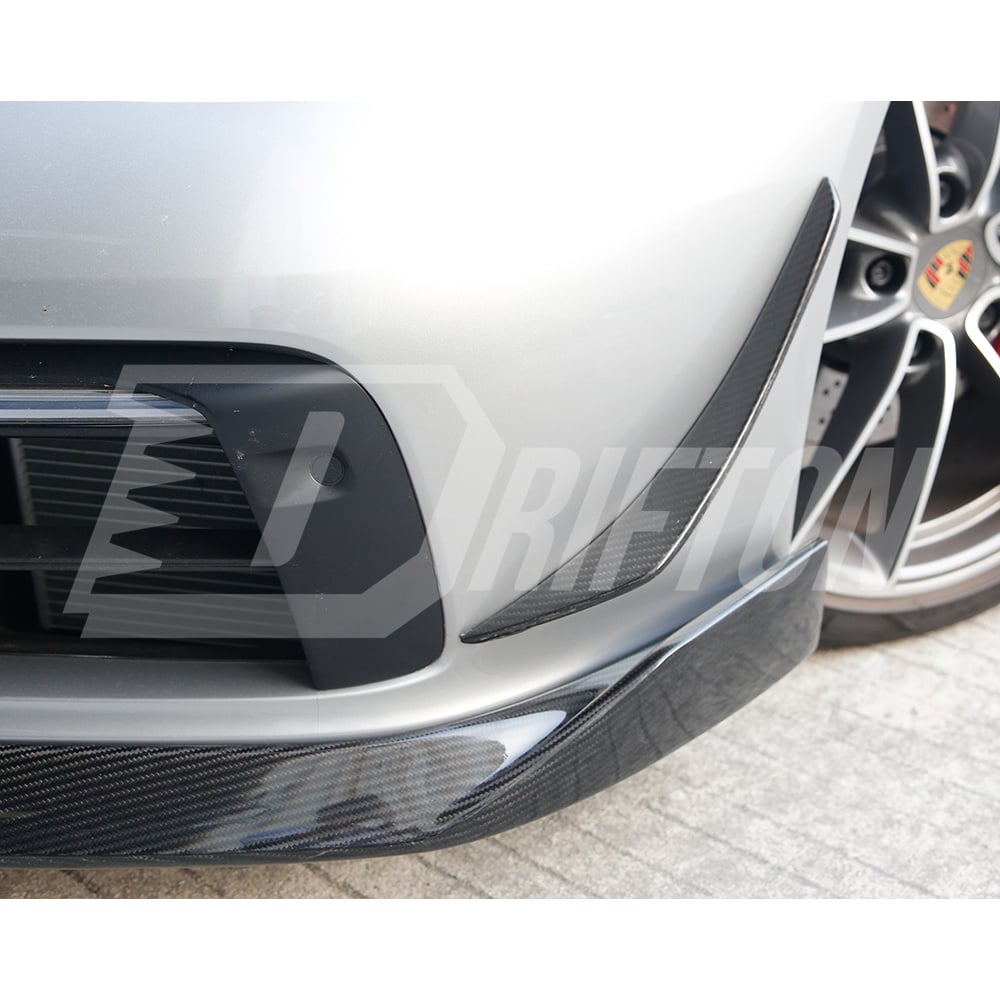 MIW Style Dry Carbon Fiber Front Bumper Canards For Porsche 911 992 Carrera S 2019-2023