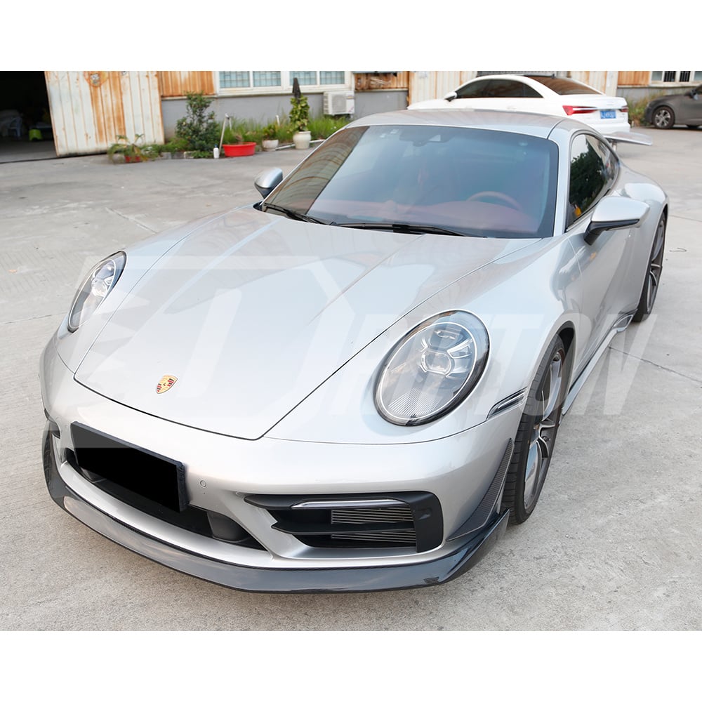 MIW Style Dry Carbon Fiber Front Bumper Canards For Porsche 911 992 Carrera S 2019-2023