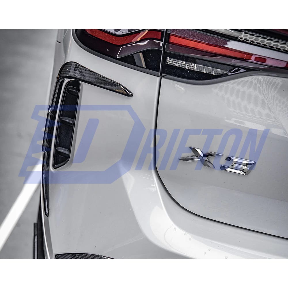 SQ Style Dry Carbon Fiber Rear Bumper Side Canards For BMW X3 G01 G08 LCI 2022-2024