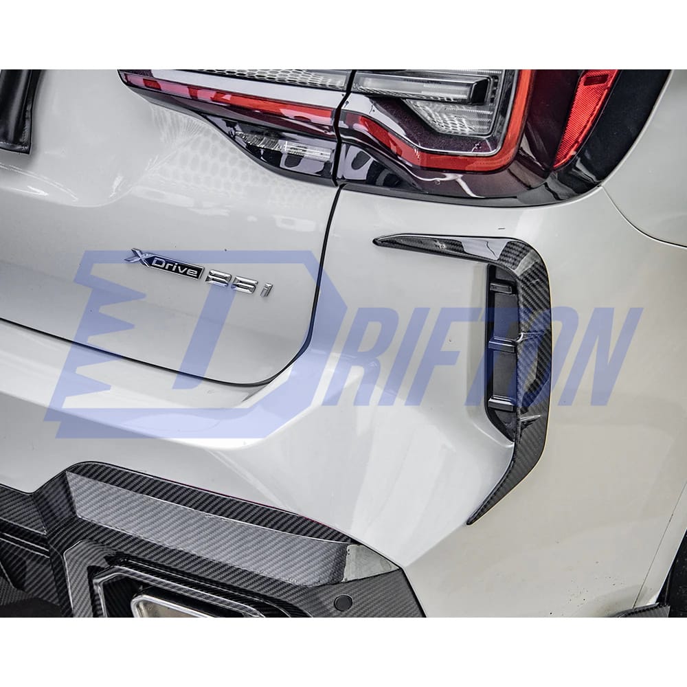 SQ Style Dry Carbon Fiber Rear Bumper Side Canards For BMW X3 G01 G08 LCI 2022-2024