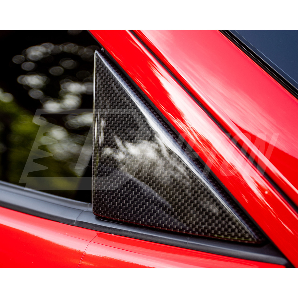 Dry Carbon Fiber Door Triangle Panels Trim For Ferrari 458 Italia Spider 2009-2015