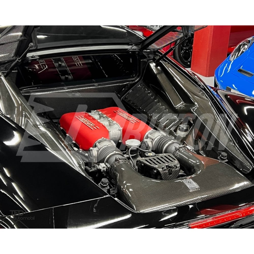 Dry Carbon Fiber Engine Bay Cover Set For Ferrari 458 Italia Speciale 2009-2015