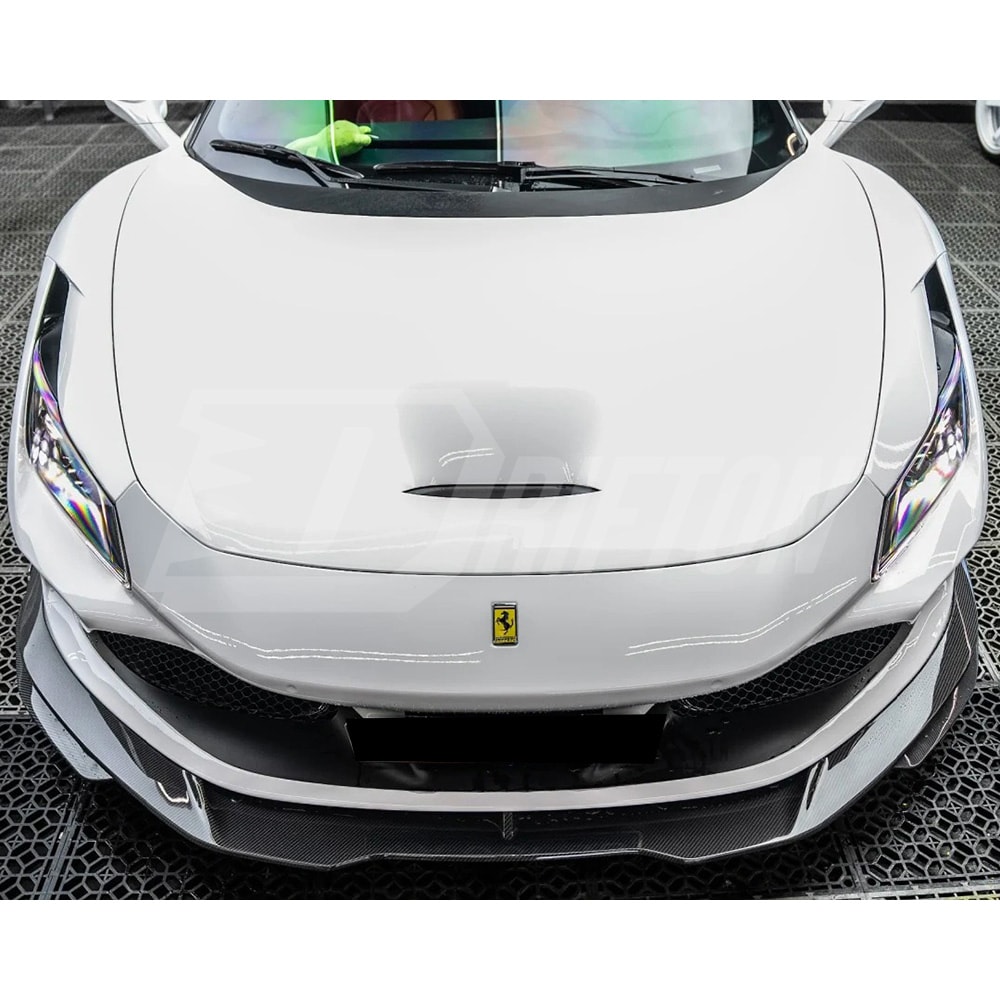 PT Style Dry Carbon Fiber Front Lip For Ferrari F8 Tributo Spider 2019-2022