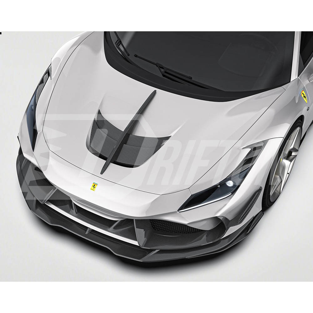 PT Style Dry Carbon Fiber Hood Trim For Ferrari F8 Tributo Spider 2019-2022