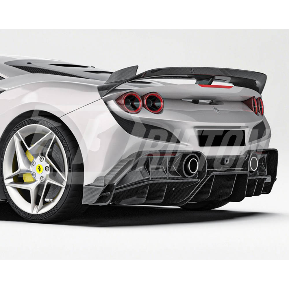 PT Style Dry Carbon Fiber Rear Diffuser Set For Ferrari F8 Tributo Spider 2019-2022