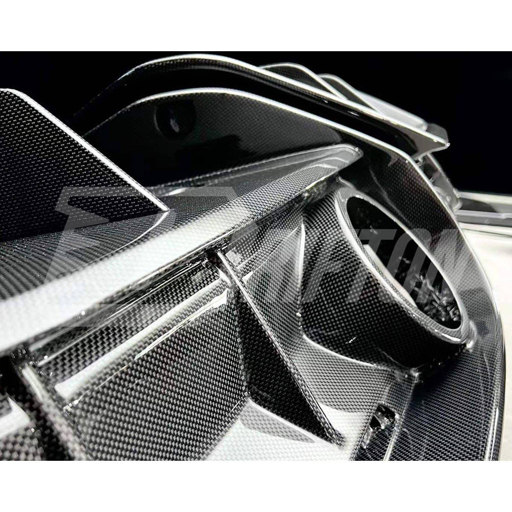 PT Style Dry Carbon Fiber Rear Diffuser Set For Ferrari F8 Tributo Spider 2019-2022