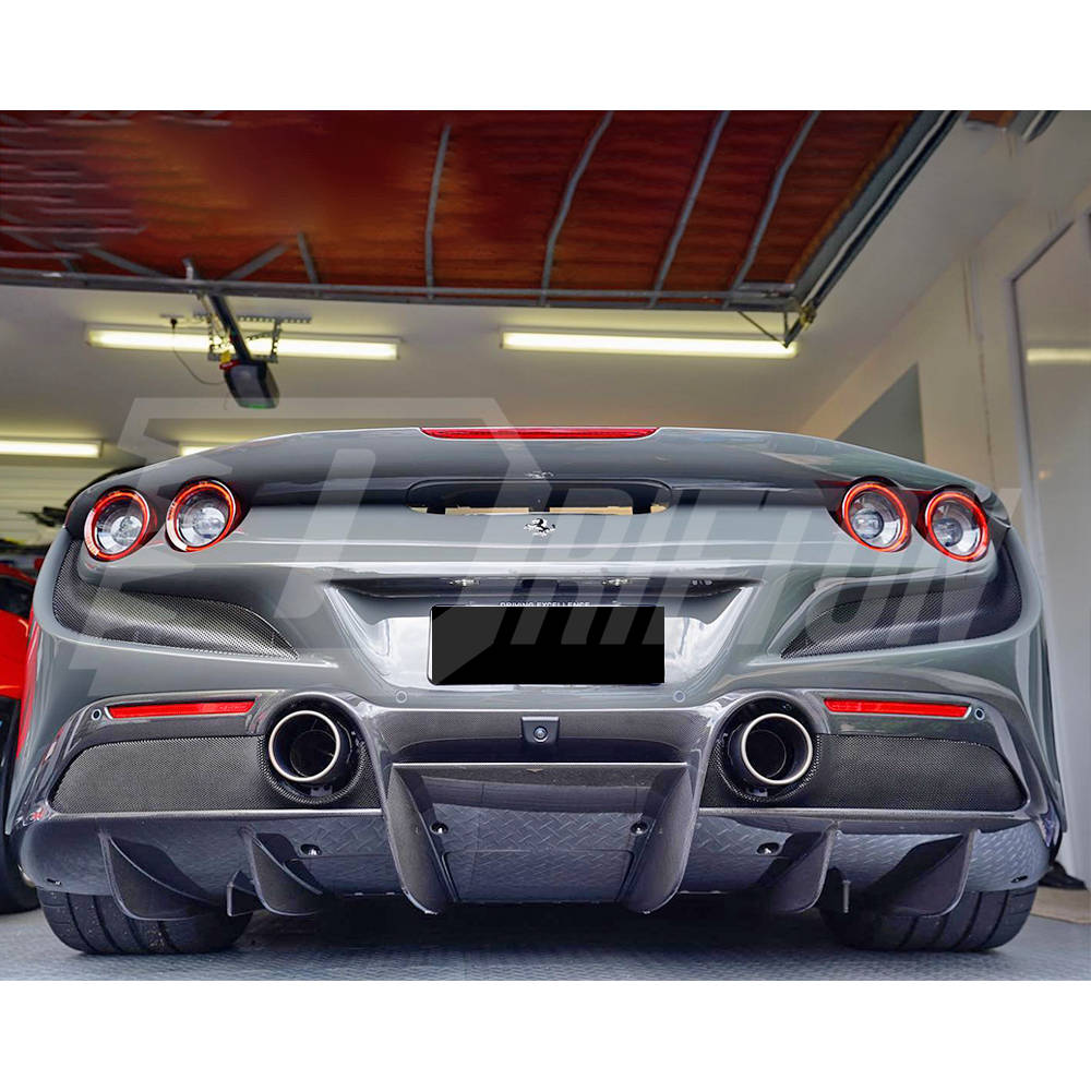 OEM Style Dry Carbon Fiber Rear Diffuser For Ferrari F8 Tributo Spider 2019-2022