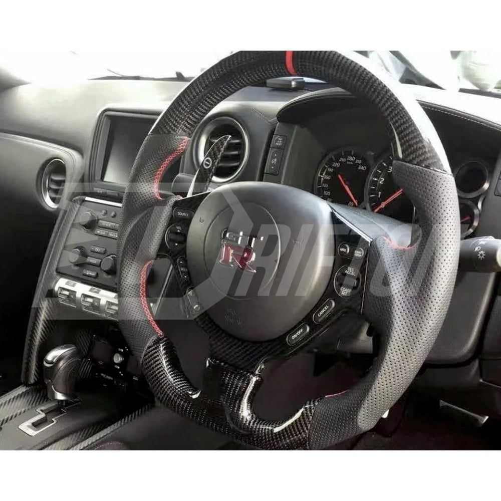 Customize Carbon Fiber Steering Wheel With Center Trim Cover For Nissan R35 GTR 2008-2016