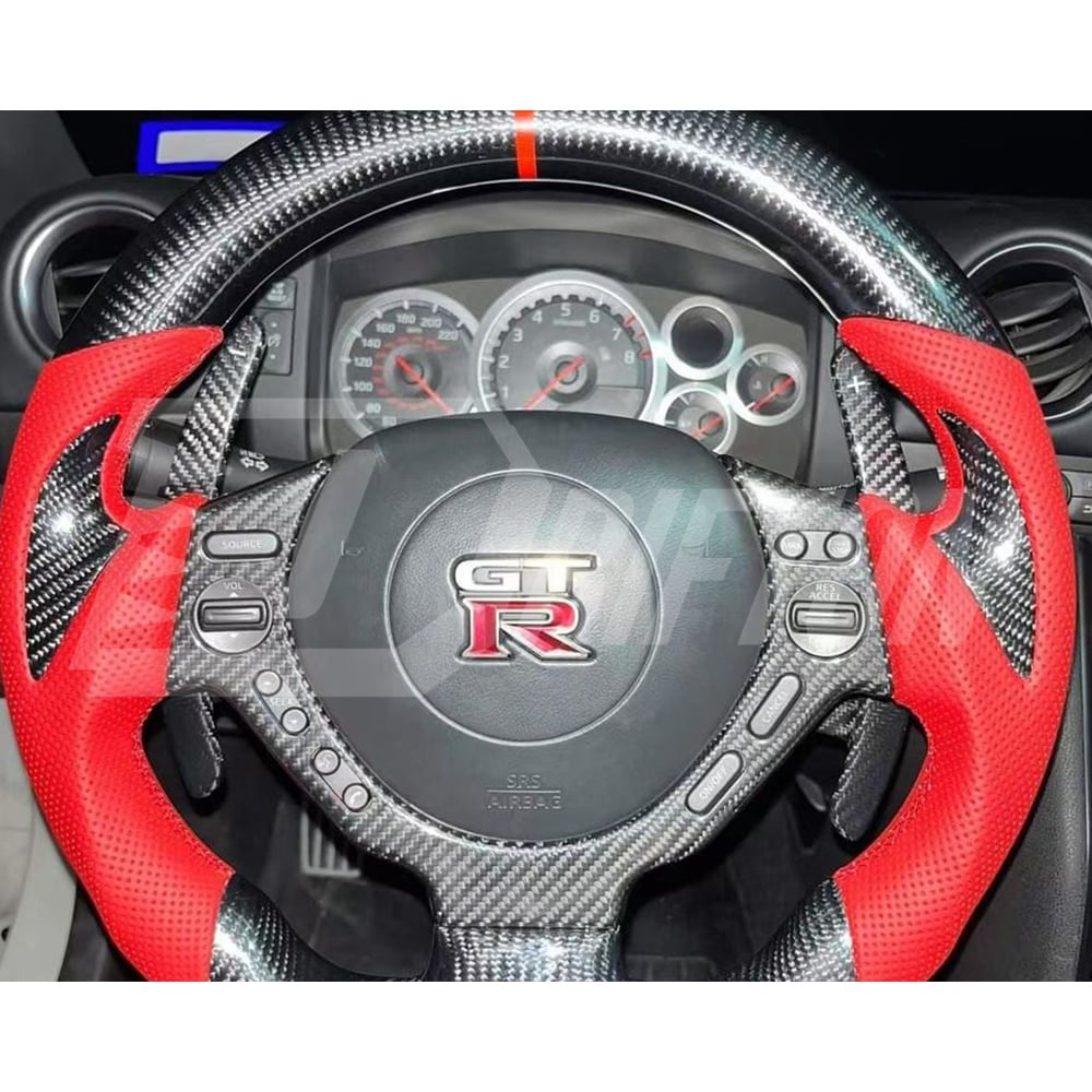 Customize Carbon Fiber Steering Wheel With Center Trim Cover For Nissan R35 GTR 2008-2016