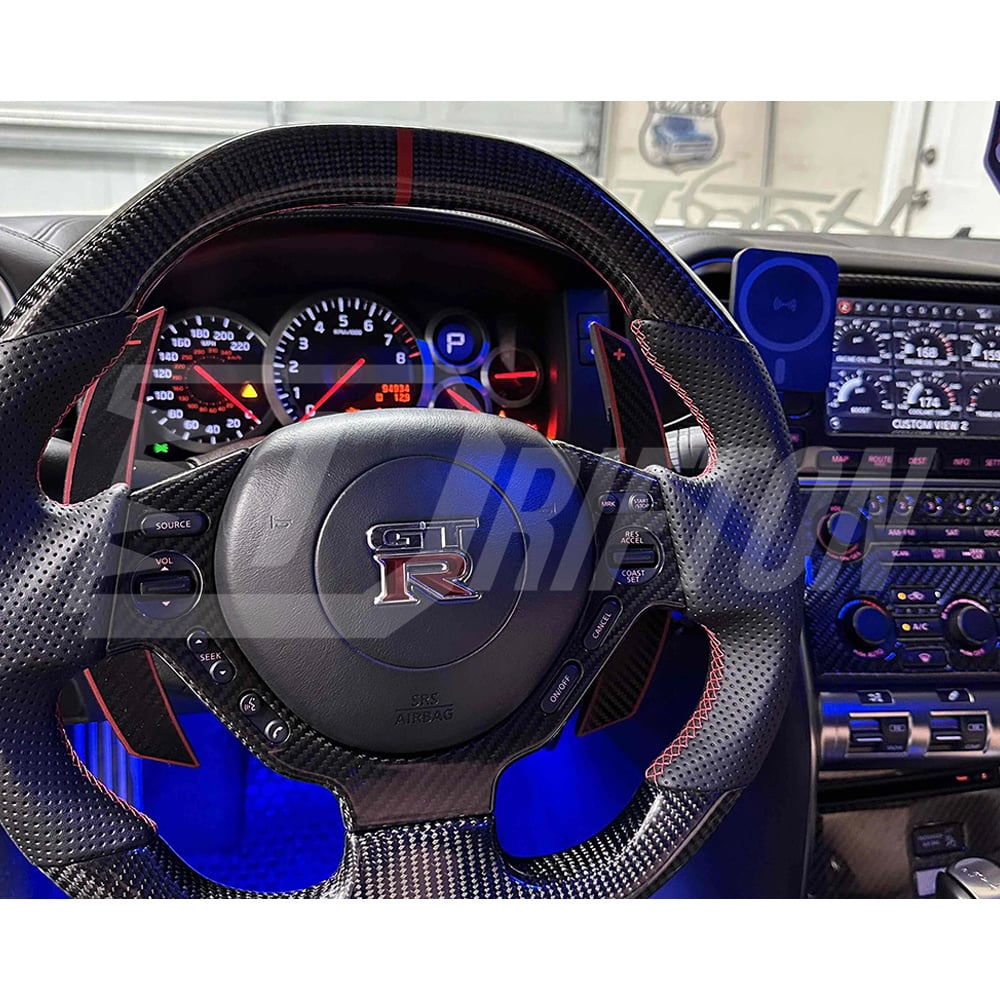 Customize Carbon Fiber Steering Wheel With Center Trim Cover For Nissan R35 GTR 2008-2016