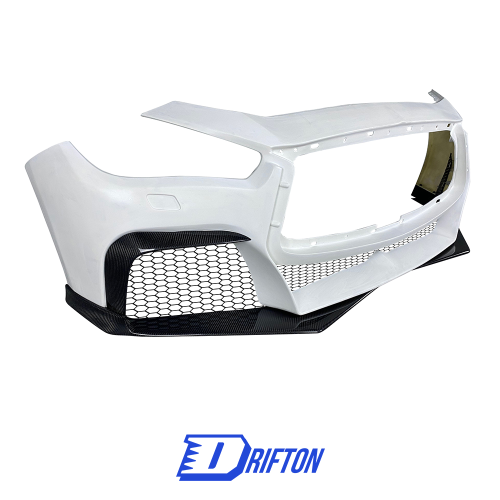 Project Black S Concept Style Partial Carbon Fiber Front Bumper For Infiniti Q50 2013-2024
