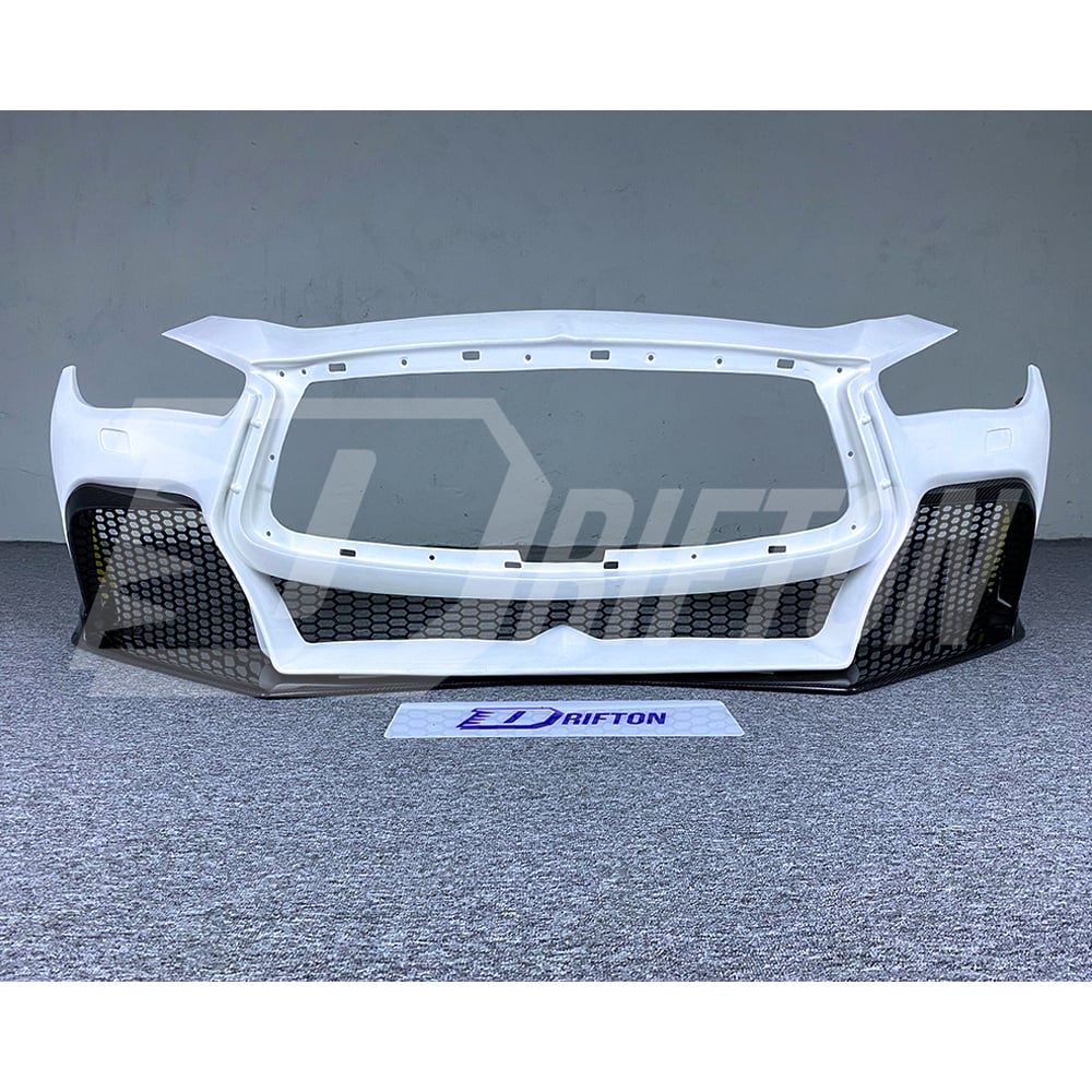 Project Black S Concept Style Partial Carbon Fiber Front Bumper For Infiniti Q50 2013-2024