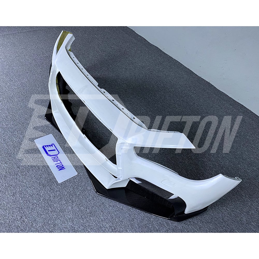 Project Black S Concept Style Partial Carbon Fiber Front Bumper For Infiniti Q50 2013-2024