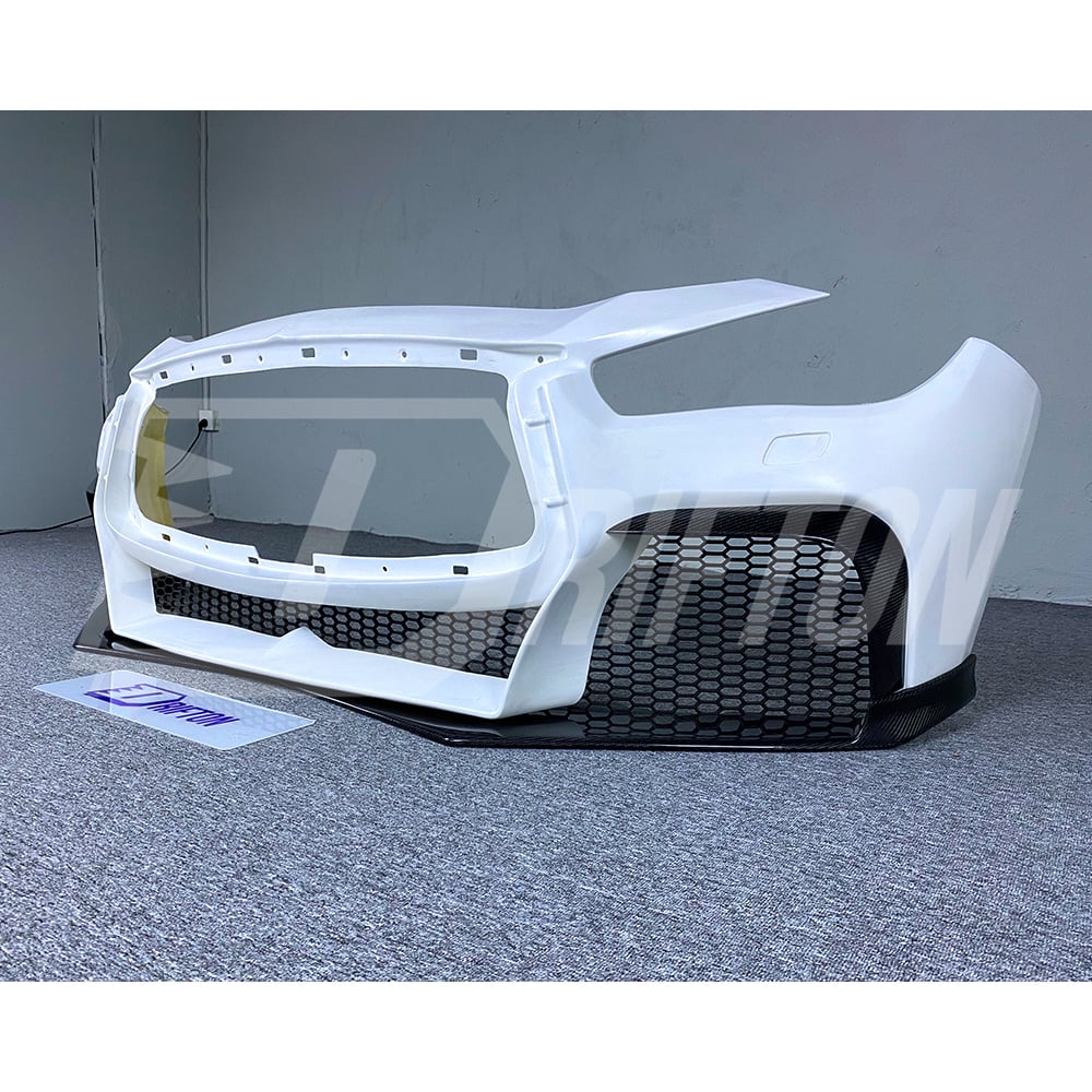 Project Black S Concept Style Partial Carbon Fiber Front Bumper For Infiniti Q50 2013-2024
