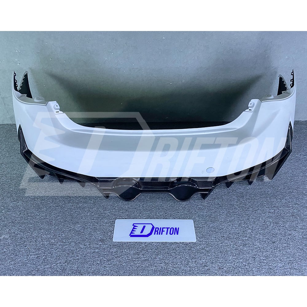 Project Black S Concept Style Partial Carbon Fiber Rear Bumper For Infiniti Q50 2013-2024
