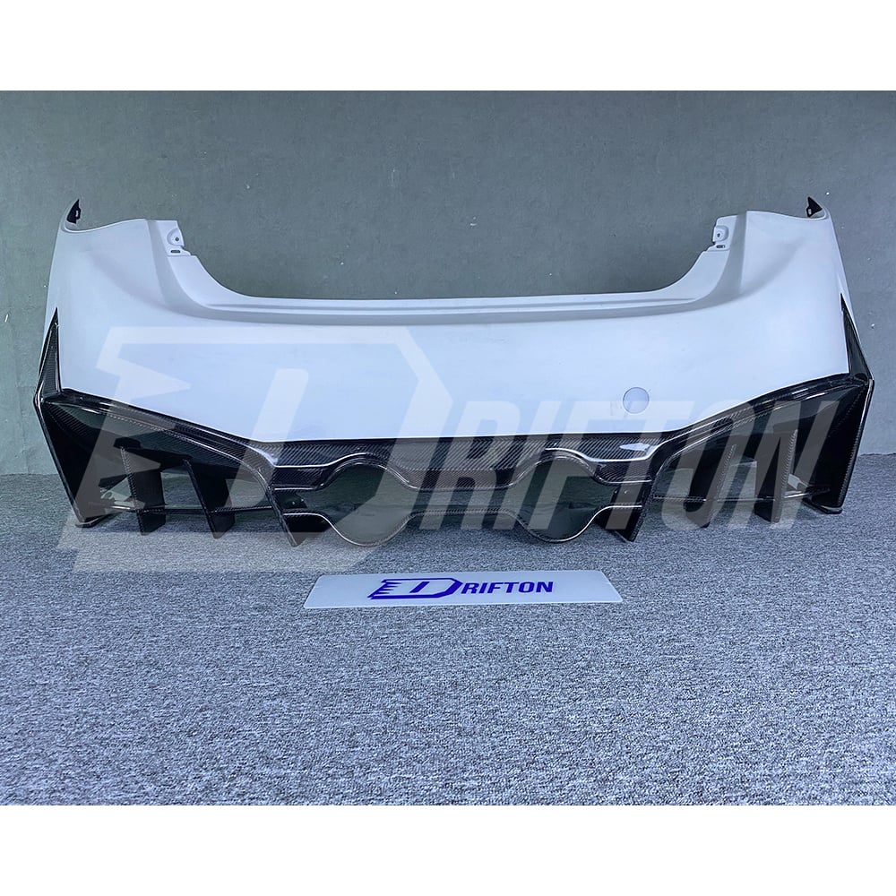 Project Black S Concept Style Partial Carbon Fiber Rear Bumper For Infiniti Q50 2013-2024