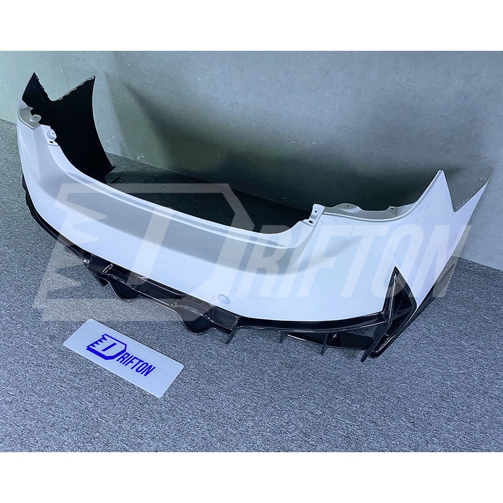Project Black S Concept Style Partial Carbon Fiber Rear Bumper For Infiniti Q50 2013-2024