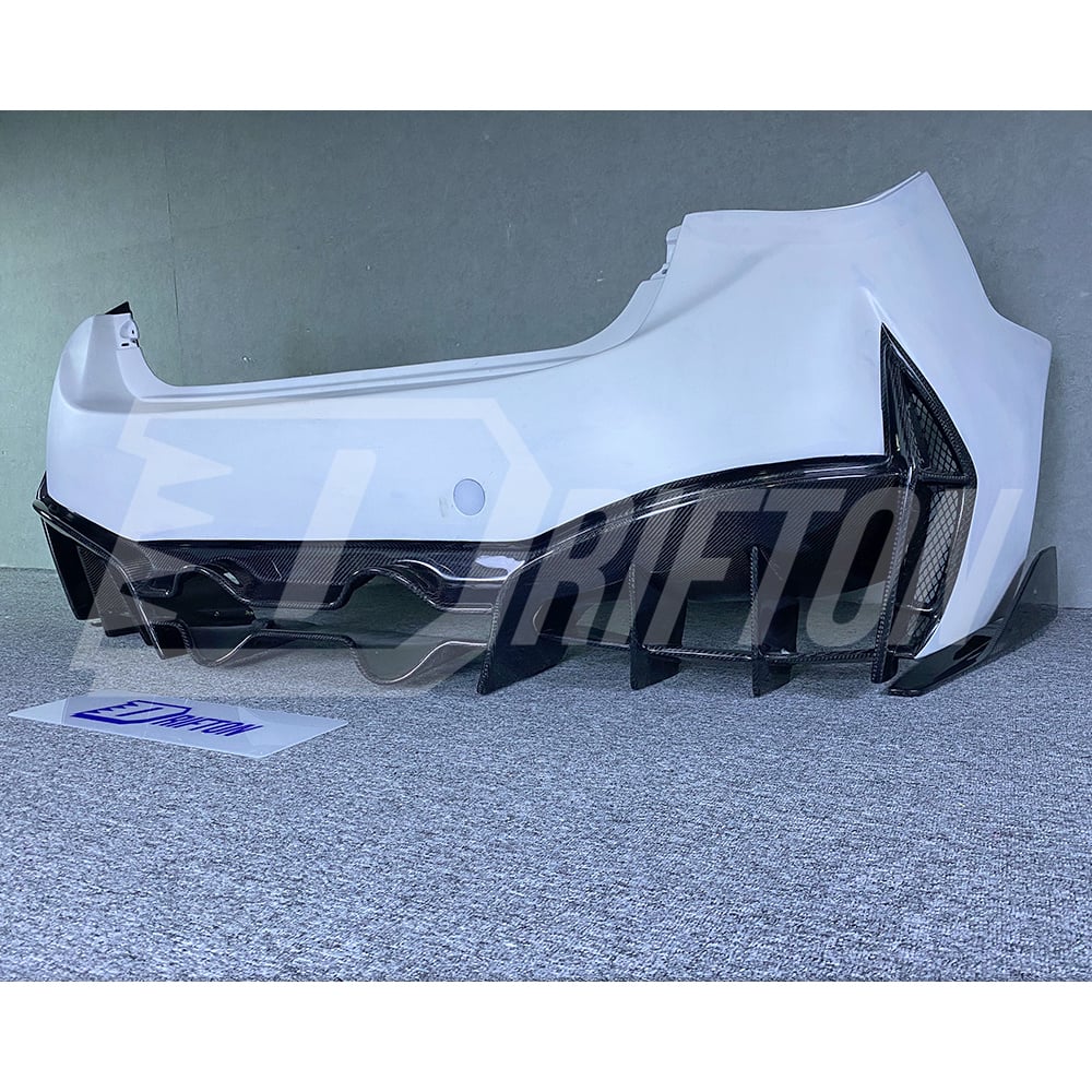 Project Black S Concept Style Partial Carbon Fiber Rear Bumper For Infiniti Q50 2013-2024