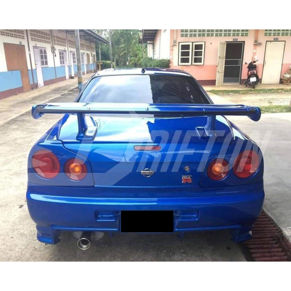 OEM Style Carbon Fiber Jun High Elevated Rear Spoiler GT Wing For Nissan R34 GTR 1998-2002