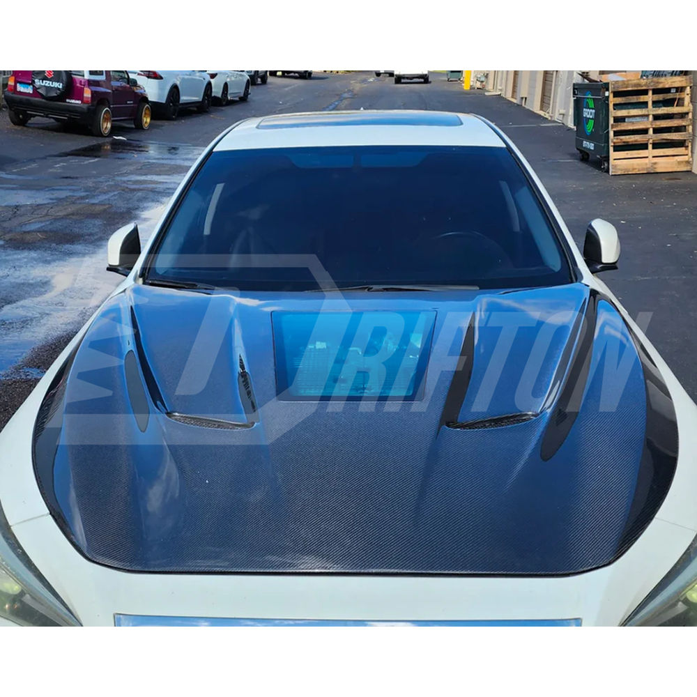 MBJ Transparent Glass Style Carbon Fiber Engine Hood For Infiniti Q50 2013-2024