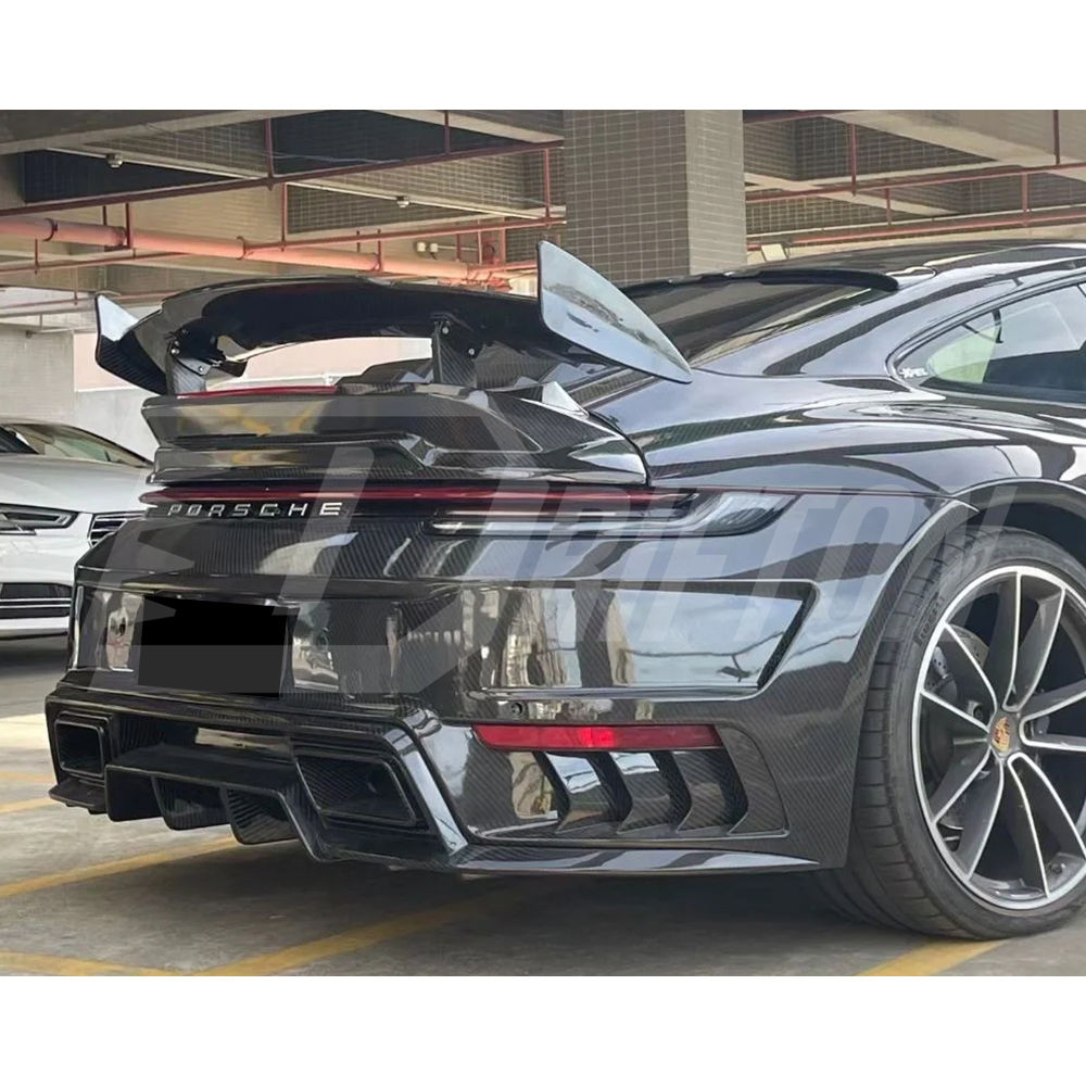 TopCar Stinger Style Dry Carbon Fiber With Portion Primer Front Bumper For Porsche 911 992 Carrera S 2019-2023