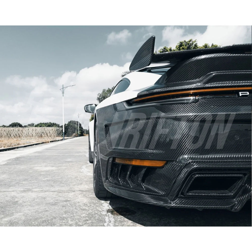 TopCar Stinger Style Dry Carbon Fiber With Portion Primer Front Bumper For Porsche 911 992 Carrera S 2019-2023