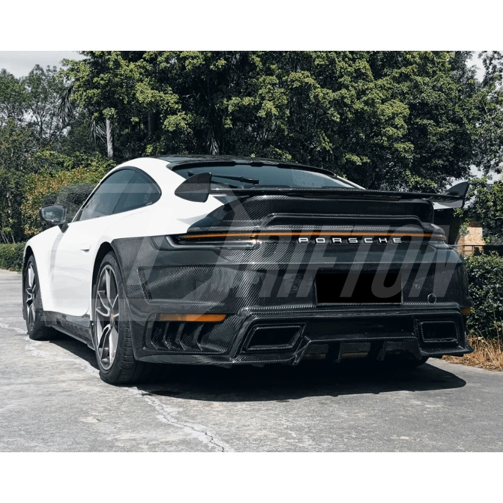 TopCar Stinger Style Dry Carbon Fiber With Portion Primer Front Bumper For Porsche 911 992 Carrera S 2019-2023