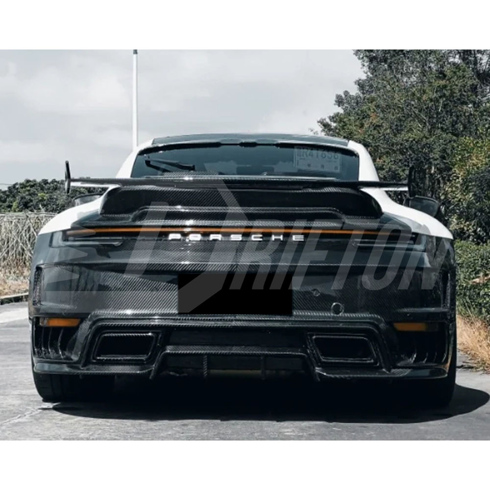 TopCar Stinger Style Dry Carbon Fiber With Portion Primer Front Bumper For Porsche 911 992 Carrera S 2019-2023
