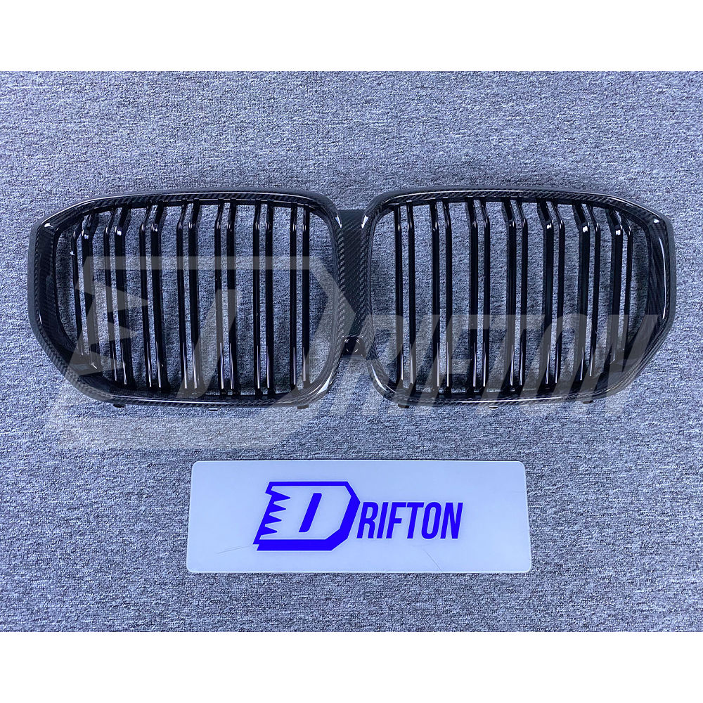 Double Slat Style Dry Carbon Fiber Front Grille For BMW X5 G05 2019-2023