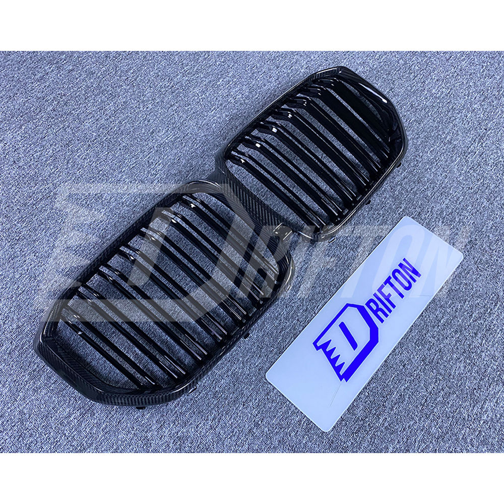 Double Slat Style Dry Carbon Fiber Front Grille For BMW X5 G05 2019-2023