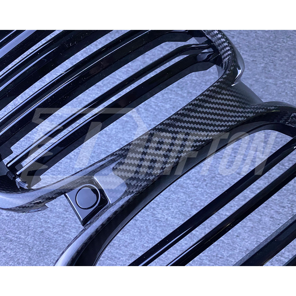 Double Slat Style Dry Carbon Fiber Front Grille For BMW X5 G05 2019-2023