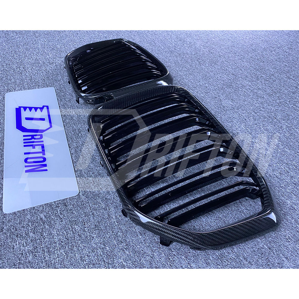 Double Slat Style Dry Carbon Fiber Front Grille For BMW X5 G05 2019-2023