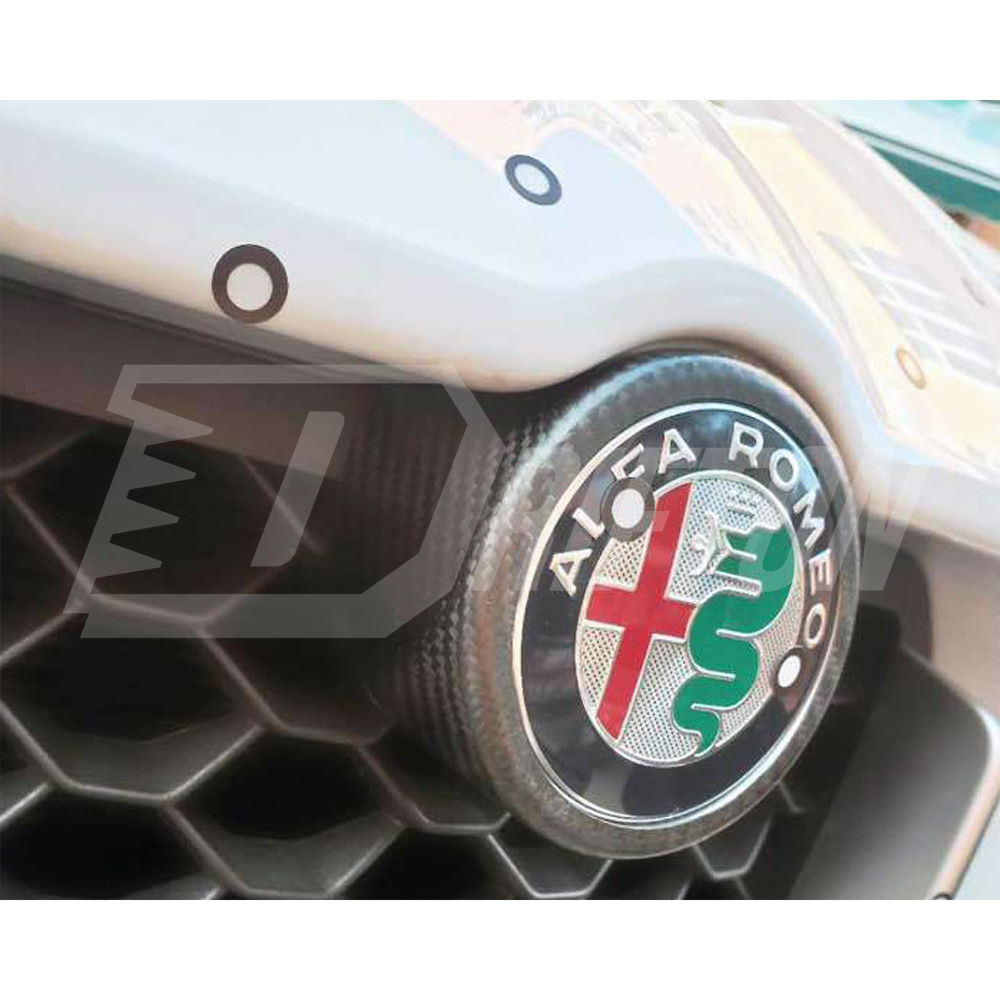Dry Carbon Fiber Front LOGO Emblem Cover Trim For Alfa Romeo Giulia 2016-2023