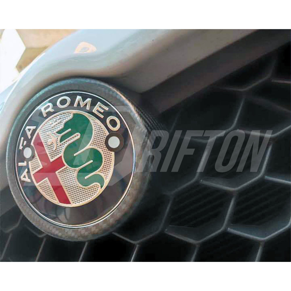Dry Carbon Fiber Front LOGO Emblem Cover Trim For Alfa Romeo Giulia 2016-2023
