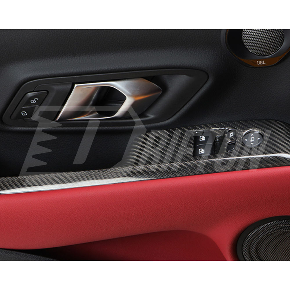 Dry Carbon Fiber Interiors Kits Window Switch Panel Cover Trim For Toyota Supra MK5 A90 A91 GR 2019-2024