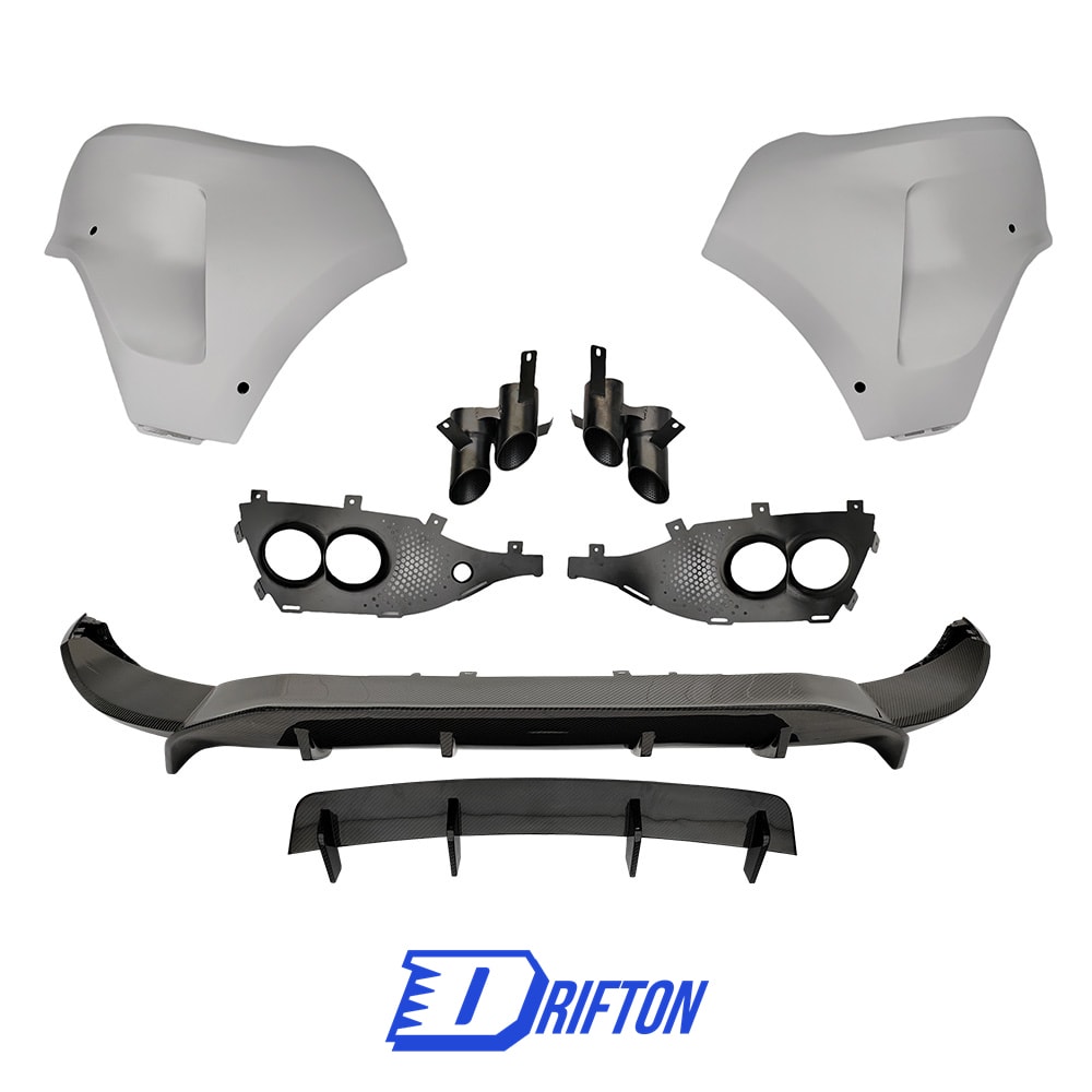 707 Style Dry Carbon Fiber With Portion Primer Rear Side Bumper & Rear Diffuser & Exhaust Tips For Aston Martin DBX