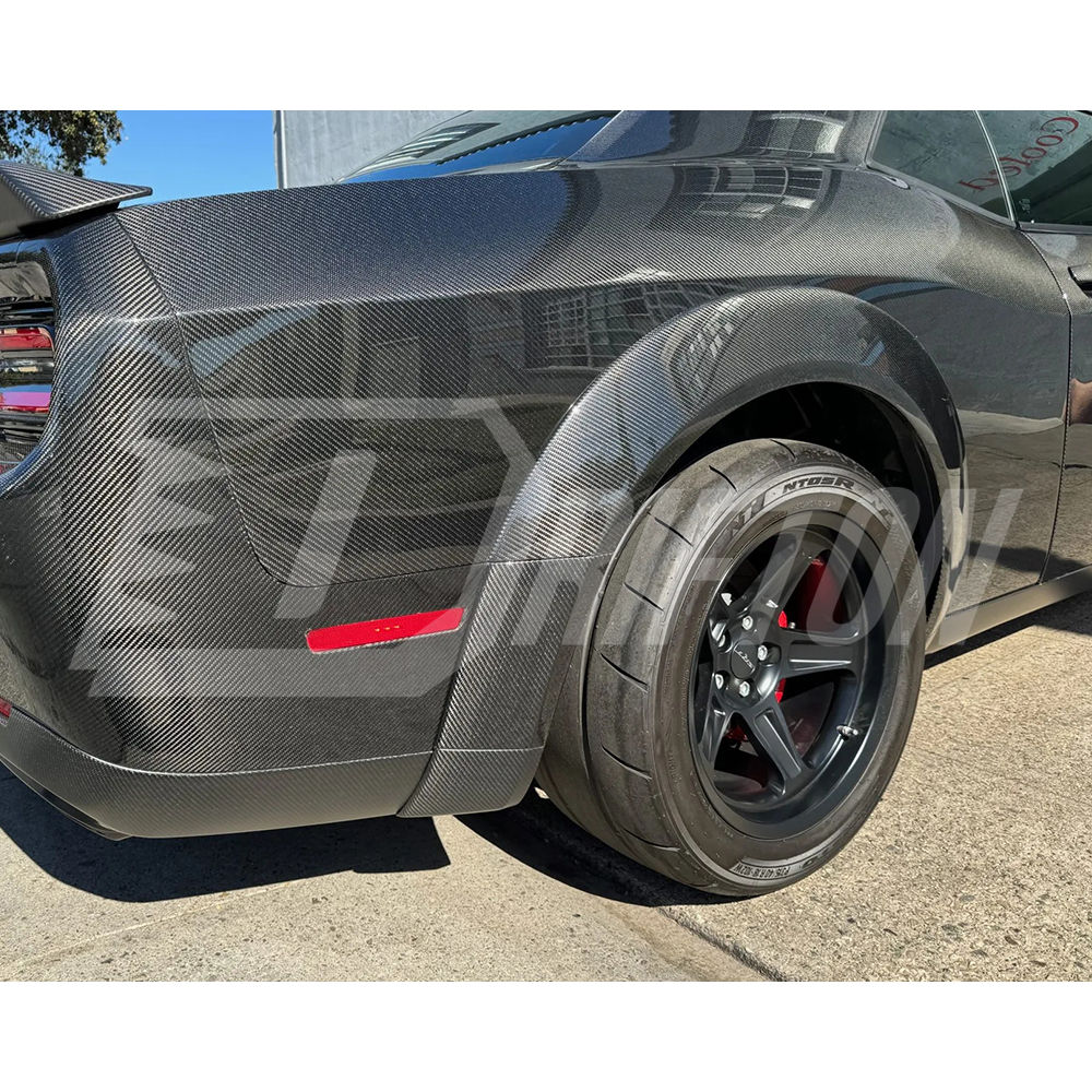 Hellcat Style Carbon Fiber Wide Body Wheels Flares Fender Extension For Dodge Challenger 2015-2023